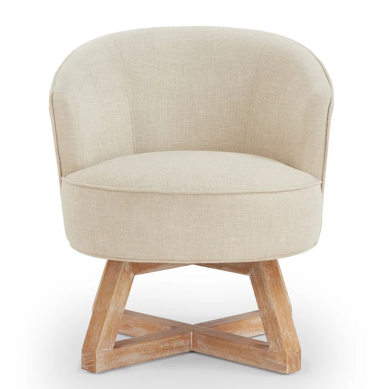 Fauteuil pivotant moderne en lin beige 27
