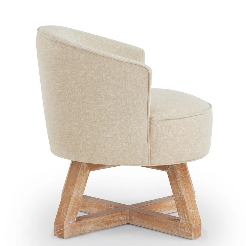 Fauteuil pivotant moderne en lin beige 27