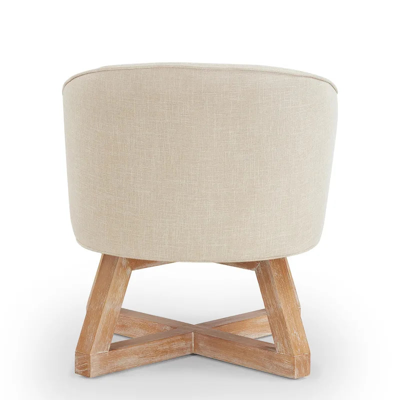 Fauteuil pivotant moderne en lin beige 27