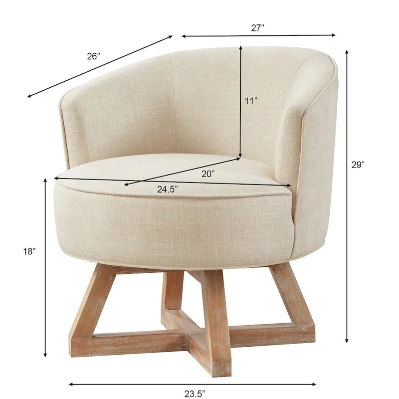 Fauteuil pivotant moderne en lin beige 27