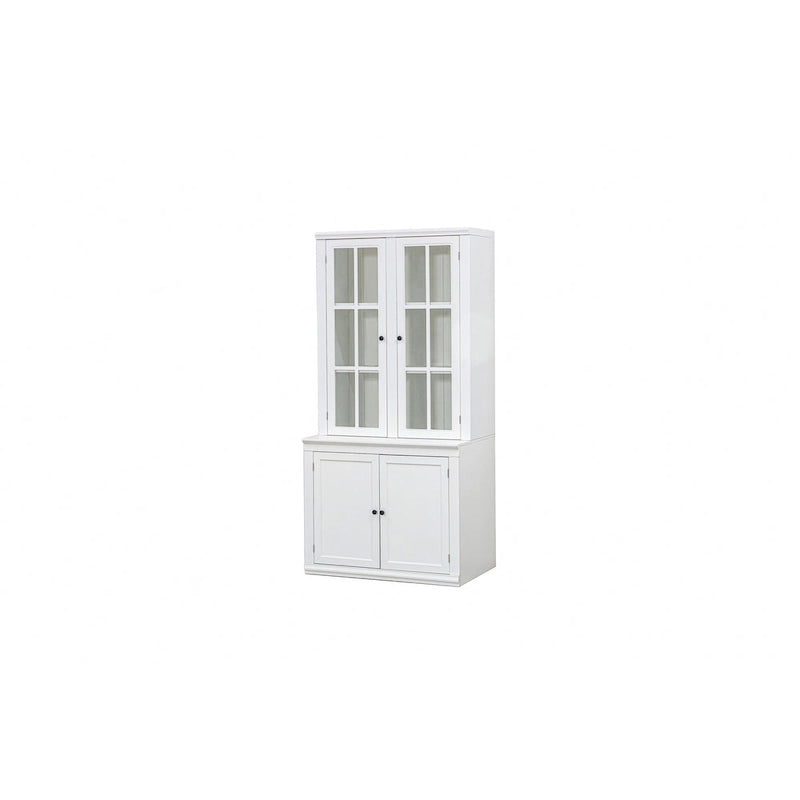 75.25Vitrine haute avec portes doubles en verre trempé, Vaisselier de style traditionnel pour salon, cuisine, maison