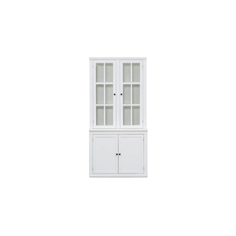 75.25Vitrine haute avec portes doubles en verre trempé, Vaisselier de style traditionnel pour salon, cuisine, maison