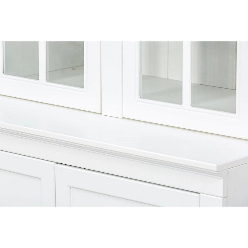 75.25Vitrine haute avec portes doubles en verre trempé, Vaisselier de style traditionnel pour salon, cuisine, maison