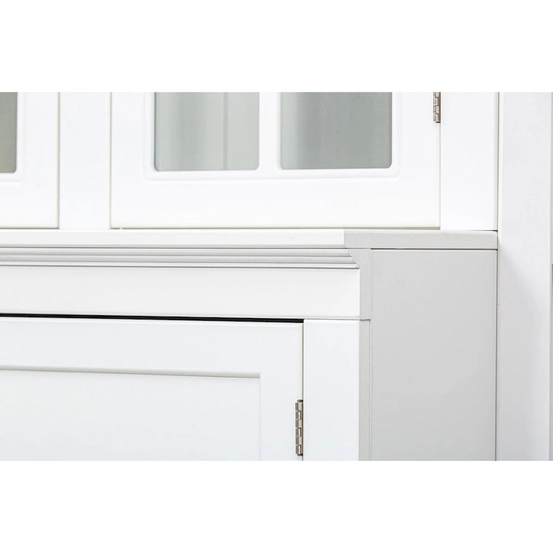 75.25Vitrine haute avec portes doubles en verre trempé, Vaisselier de style traditionnel pour salon, cuisine, maison