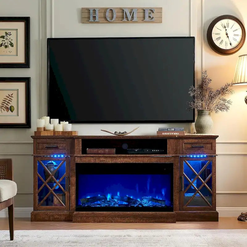 Meuble TV pour téléviseur de 80 pouces, Centre de divertissement, Console multimédia