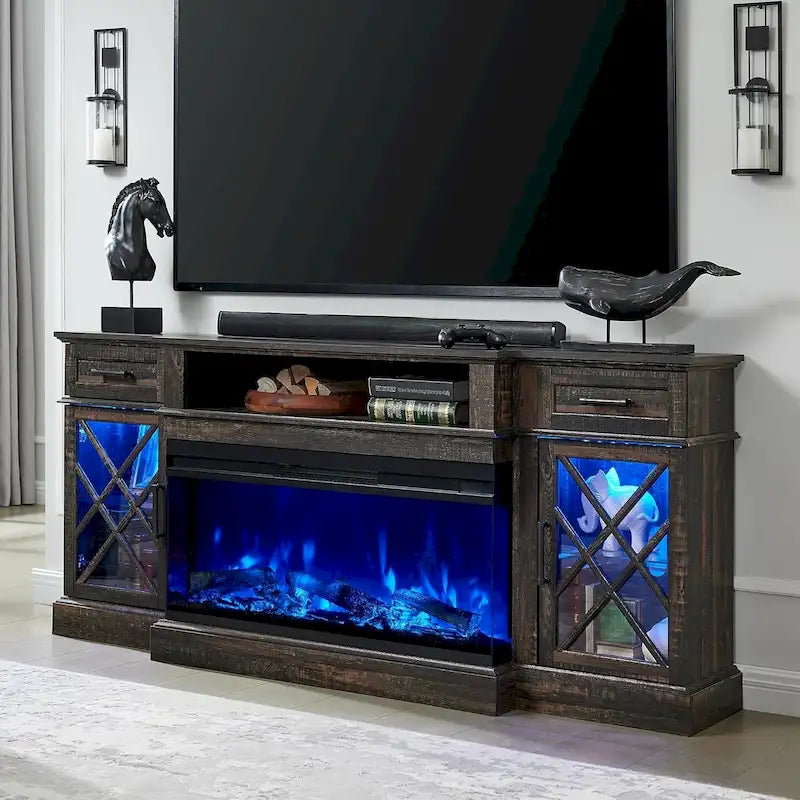 Meuble TV pour téléviseur de 80 pouces, Centre de divertissement, Console multimédia