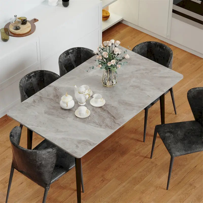 Table à manger moderne avec cadre en métal et plateau en pierre frittée Table de cuisine