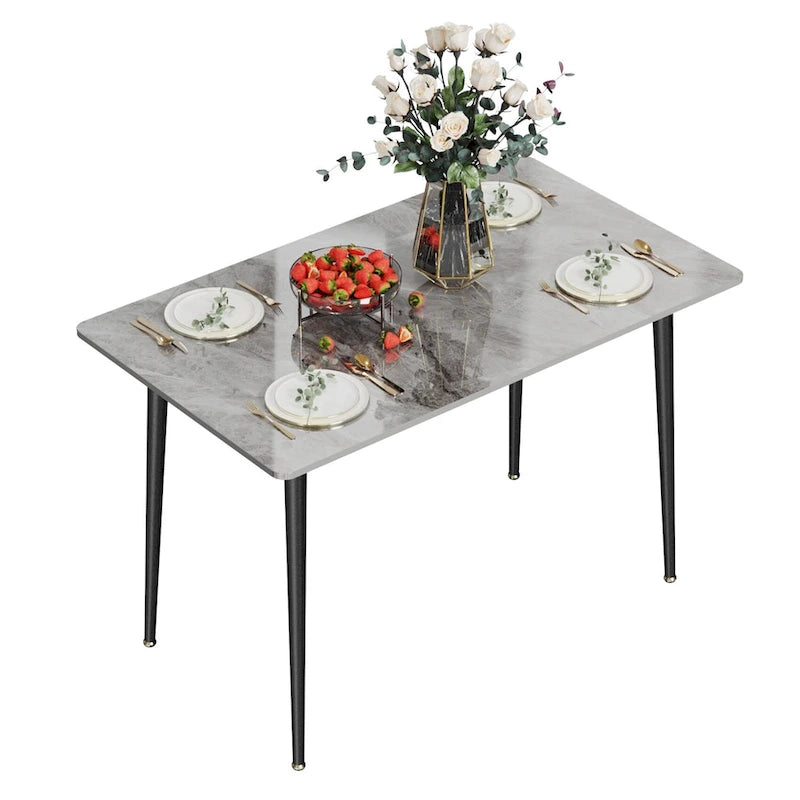 Table à manger moderne avec cadre en métal et plateau en pierre frittée Table de cuisine