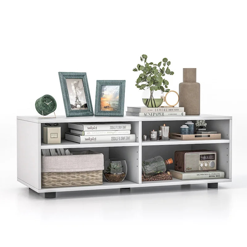 Meuble TV Console avec 4 Casiers et Étagères Réglables pour Téléviseurs jusqu'à 45 Pouces