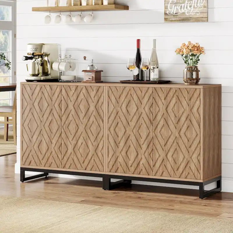 Bahut de 57,5 pouces de style ferme avec portes pour cuisine