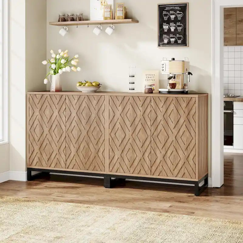 Bahut de 57,5 pouces de style ferme avec portes pour cuisine
