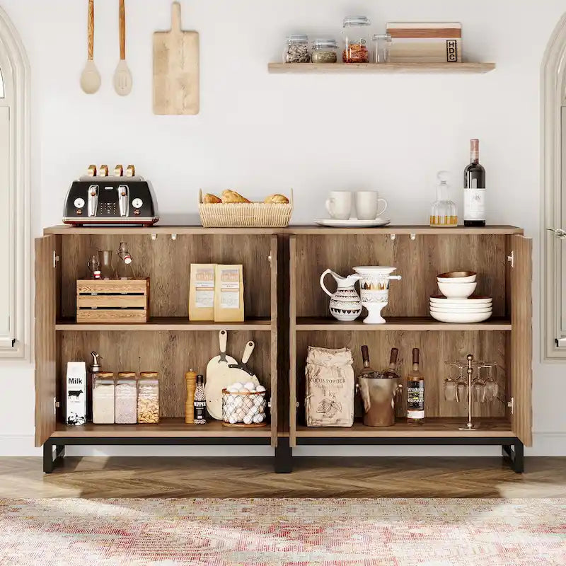 Bahut de 57,5 pouces de style ferme avec portes pour cuisine