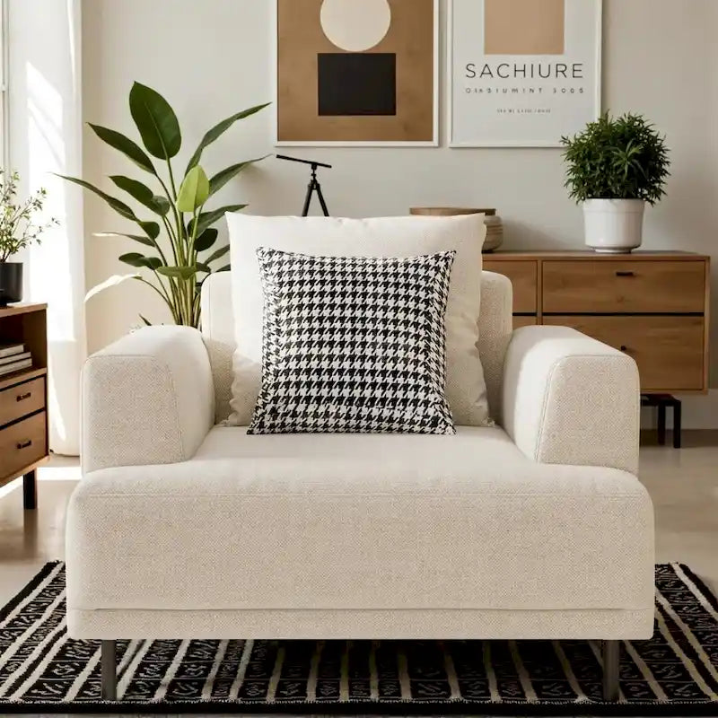 Canapé moderne à assise profonde avec oreillers, pieds hauts, canapé confortable pour salon, canapé d'appartement