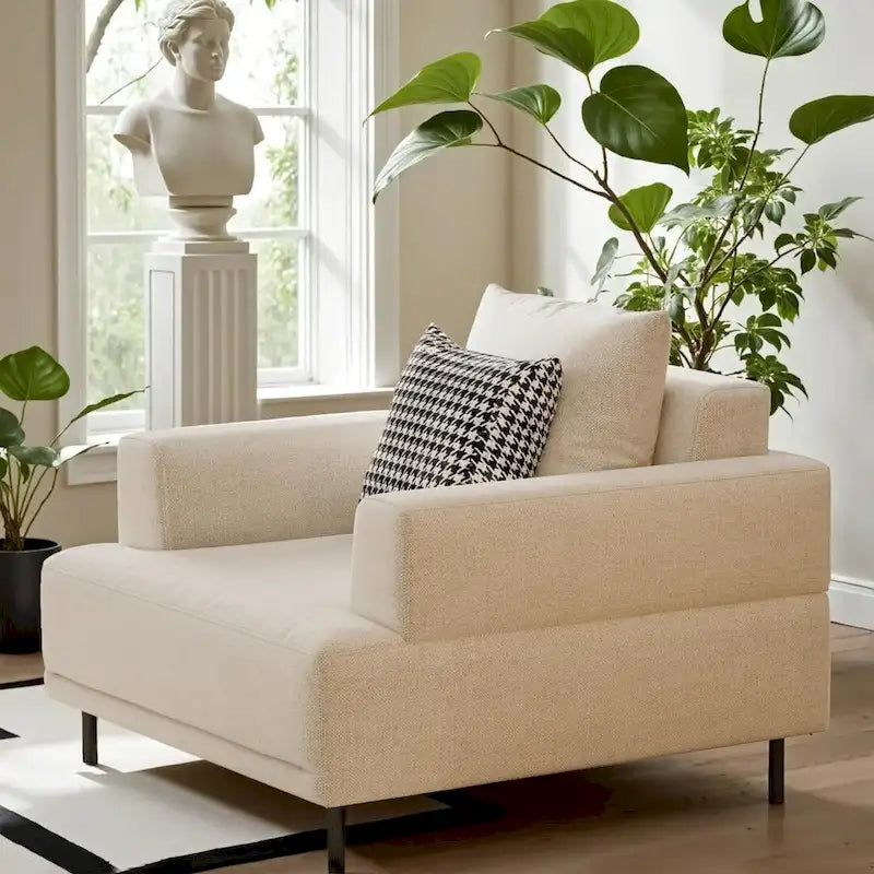 Canapé moderne à assise profonde avec oreillers, pieds hauts, canapé confortable pour salon, canapé d'appartement