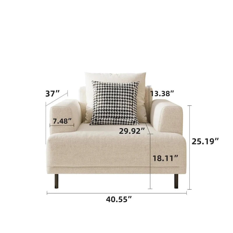 Canapé moderne à assise profonde avec oreillers, pieds hauts, canapé confortable pour salon, canapé d'appartement