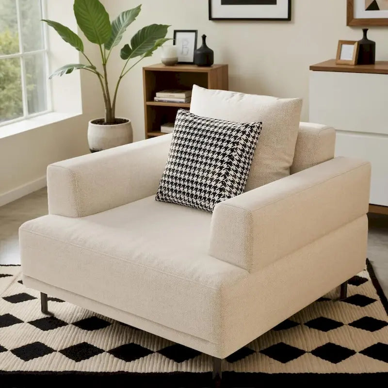 Canapé moderne à assise profonde avec oreillers, pieds hauts, canapé confortable pour salon, canapé d'appartement