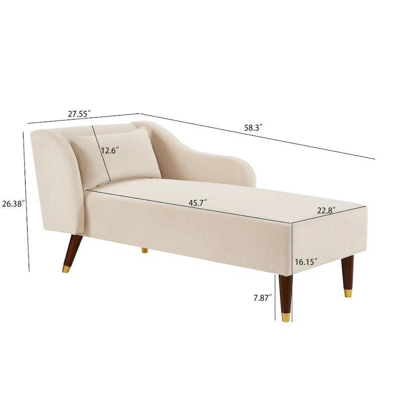 Chaise longue moderne avec revêtement en velours – 29,50 x 55,90 x 28,70
