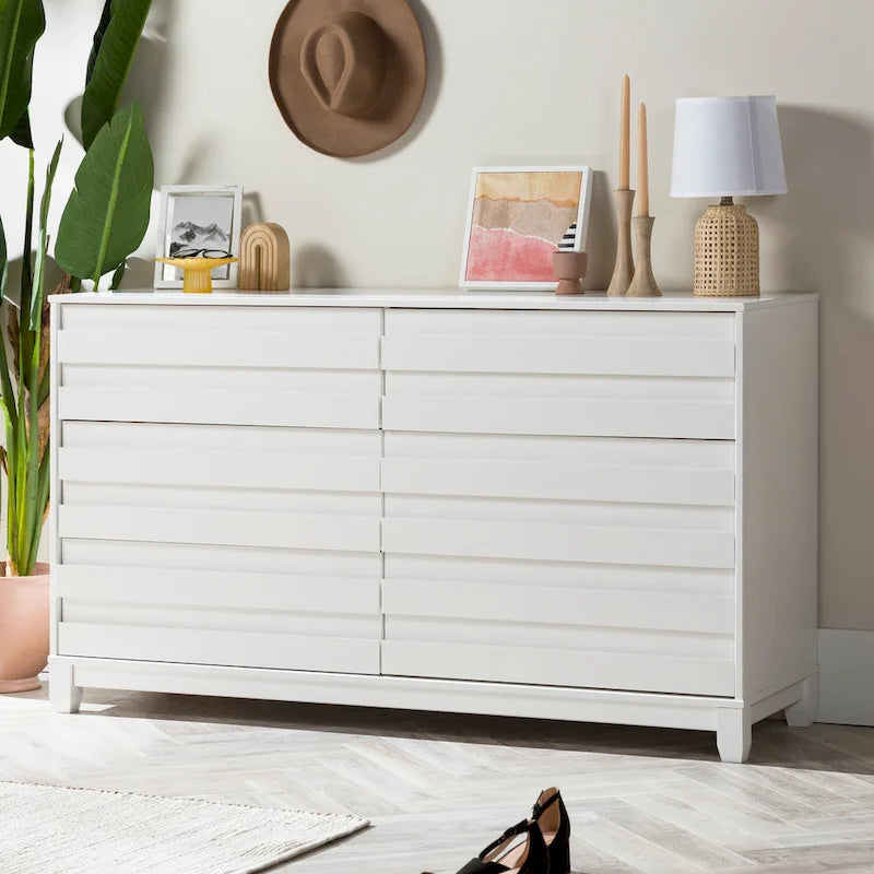 Commode 6 tiroirs en bois massif contemporain