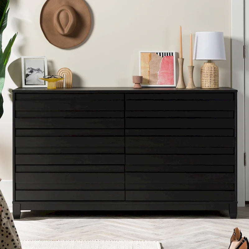 Commode 6 tiroirs en bois massif contemporain