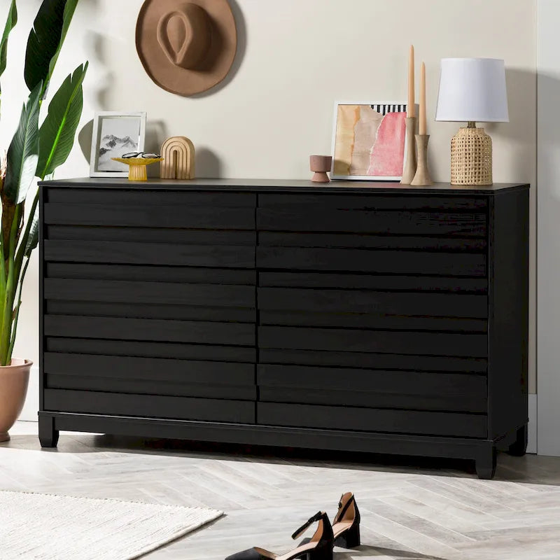 Commode 6 tiroirs en bois massif contemporain