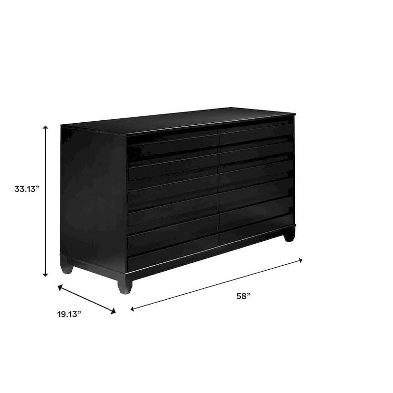 Commode 6 tiroirs en bois massif contemporain