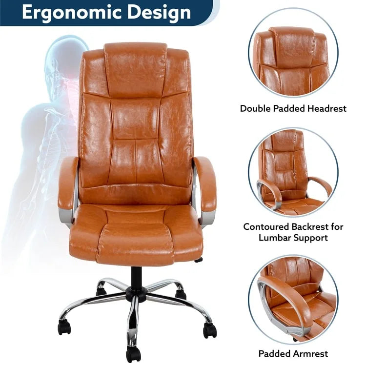Chaise de bureau ergonomique avec support lombaire et roulettes pivotantes à 360° pour une mobilité améliorée