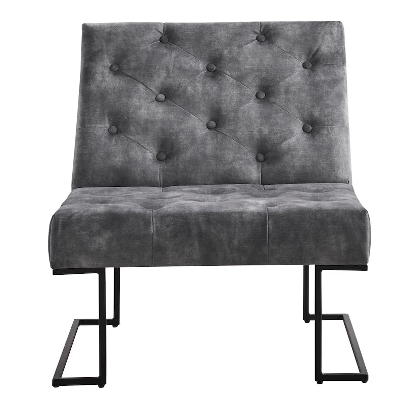 Fauteuil d'appoint capitonné en velours