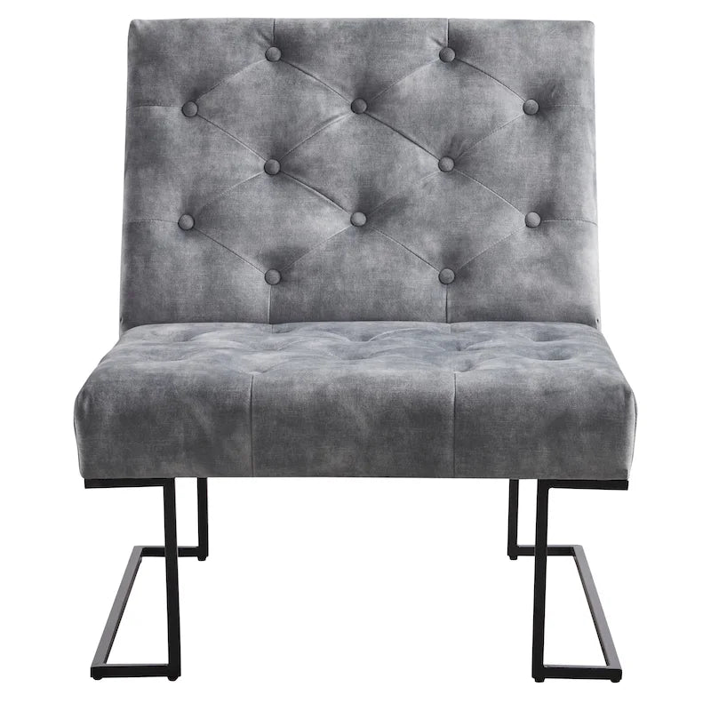 Fauteuil d'appoint capitonné en velours