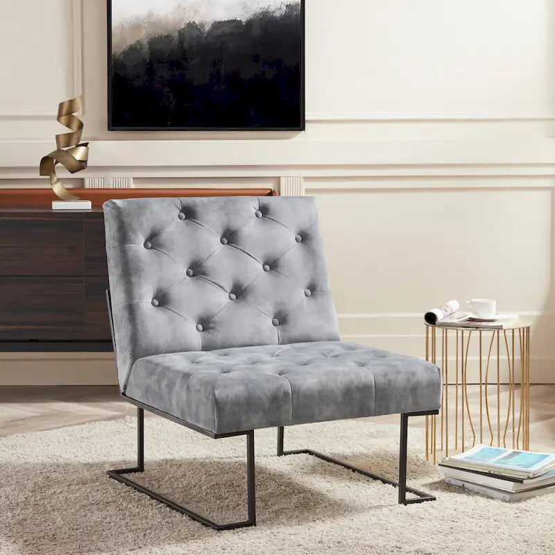 Corvus Savannah Tufted Velvet Upholstered Lounge Accent Chair