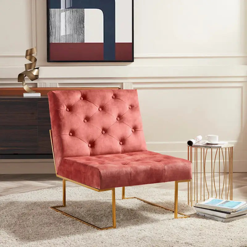 Fauteuil d'appoint capitonné en velours