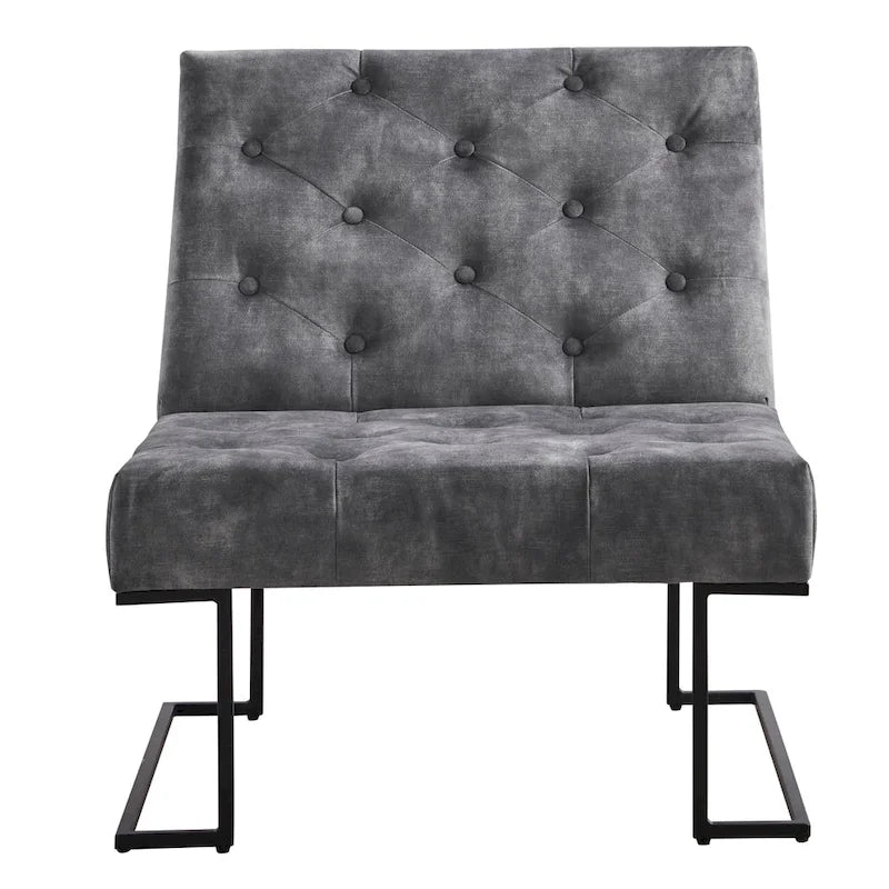 Fauteuil d'appoint capitonné en velours