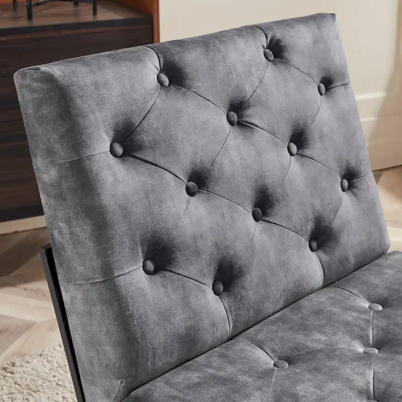 Fauteuil d'appoint capitonné en velours