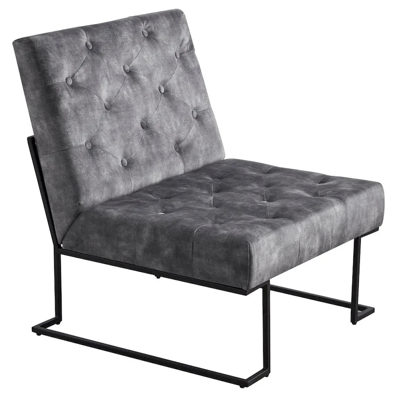 Fauteuil d'appoint capitonné en velours