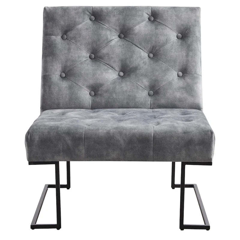 Fauteuil d'appoint capitonné en velours