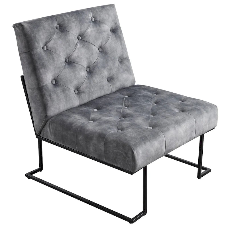 Fauteuil d'appoint capitonné en velours