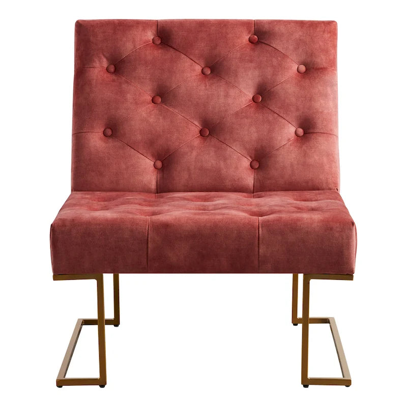 Fauteuil d'appoint capitonné en velours