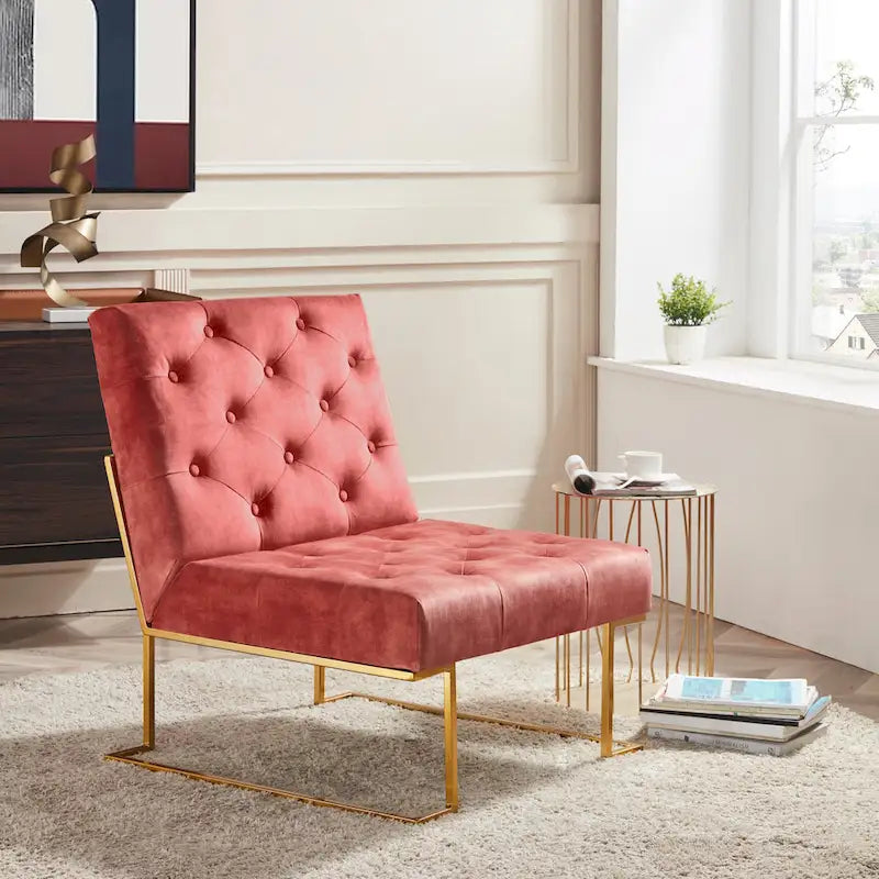 Fauteuil d'appoint capitonné en velours