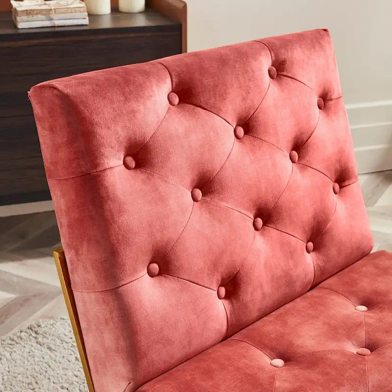 Fauteuil d'appoint capitonné en velours