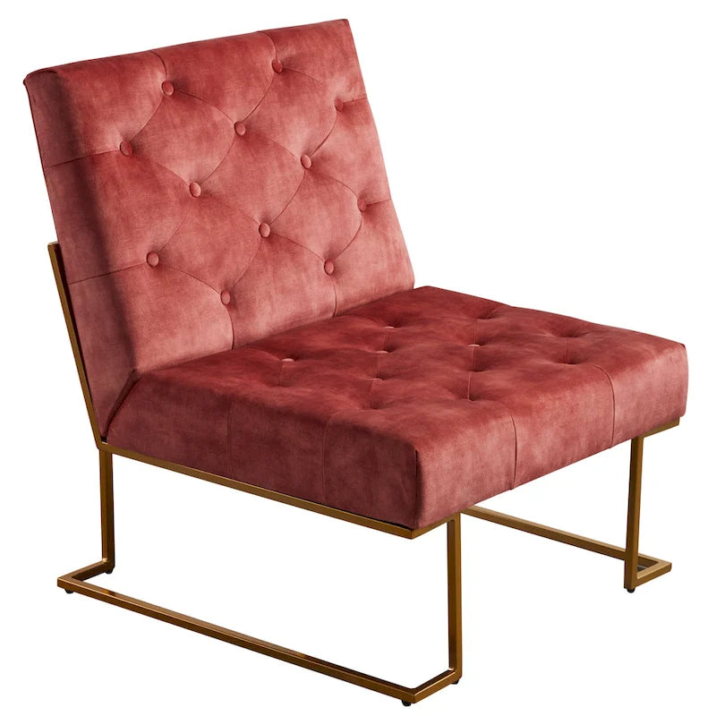Fauteuil d'appoint capitonné en velours
