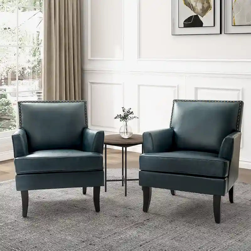 Fauteuil d'appoint moderne classique en polyester avec pieds en bois massif, lot de 2