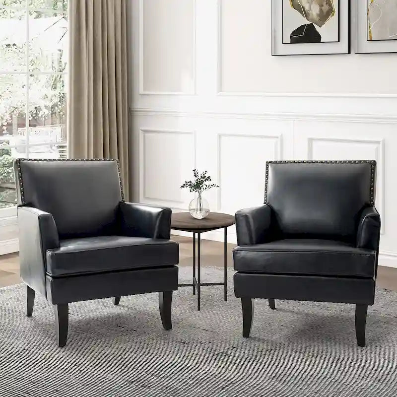 Fauteuil d'appoint moderne classique en polyester avec pieds en bois massif, lot de 2