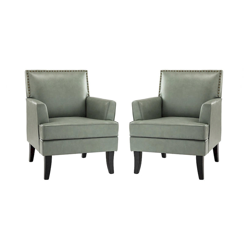 Fauteuil d'appoint moderne classique en polyester avec pieds en bois massif, lot de 2