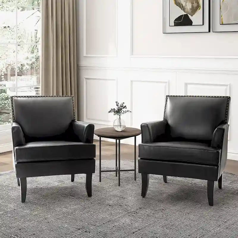 Fauteuil d'appoint moderne classique en polyester avec pieds en bois massif, lot de 2