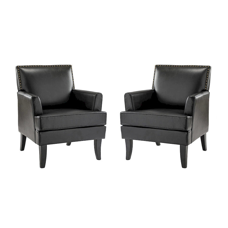 Fauteuil d'appoint moderne classique en polyester avec pieds en bois massif, lot de 2