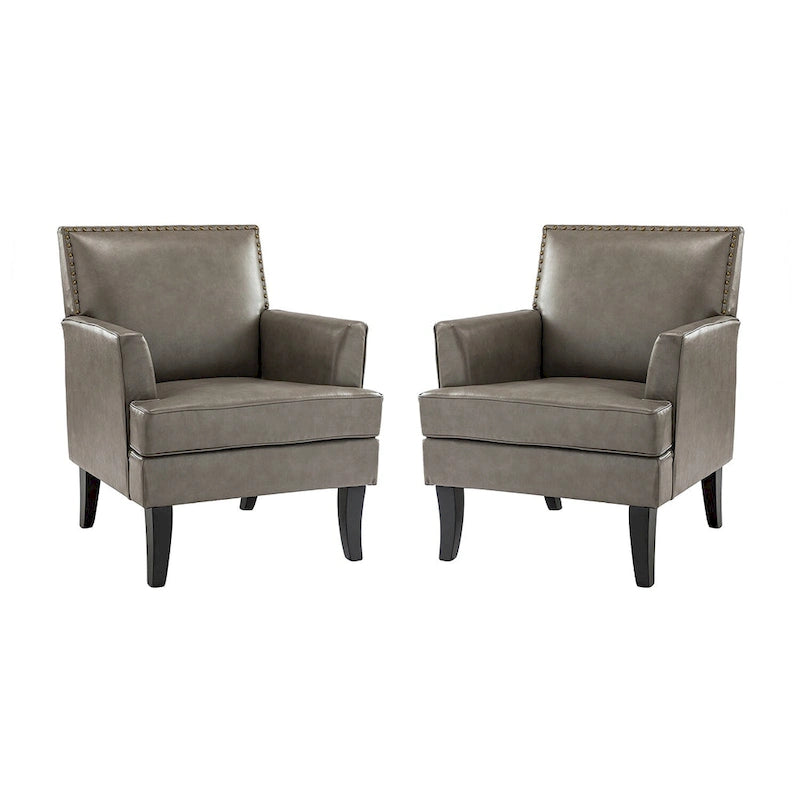 Fauteuil d'appoint moderne classique en polyester avec pieds en bois massif, lot de 2