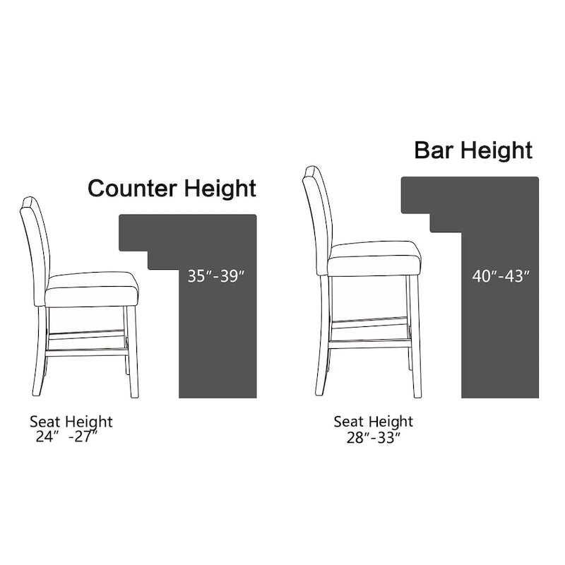 Lot de 2 tabourets de bar à hauteur de comptoir de 24 pouces, recouverts de tissu avec garniture cloutée et dossier