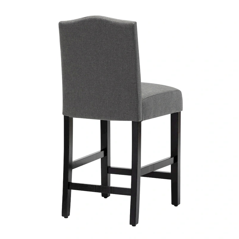 Lot de 2 tabourets de bar à hauteur de comptoir de 24 pouces, recouverts de tissu avec garniture cloutée et dossier