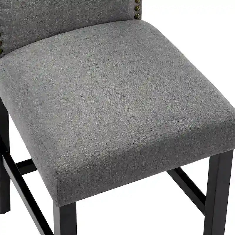 Lot de 2 tabourets de bar à hauteur de comptoir de 24 pouces, recouverts de tissu avec garniture cloutée et dossier
