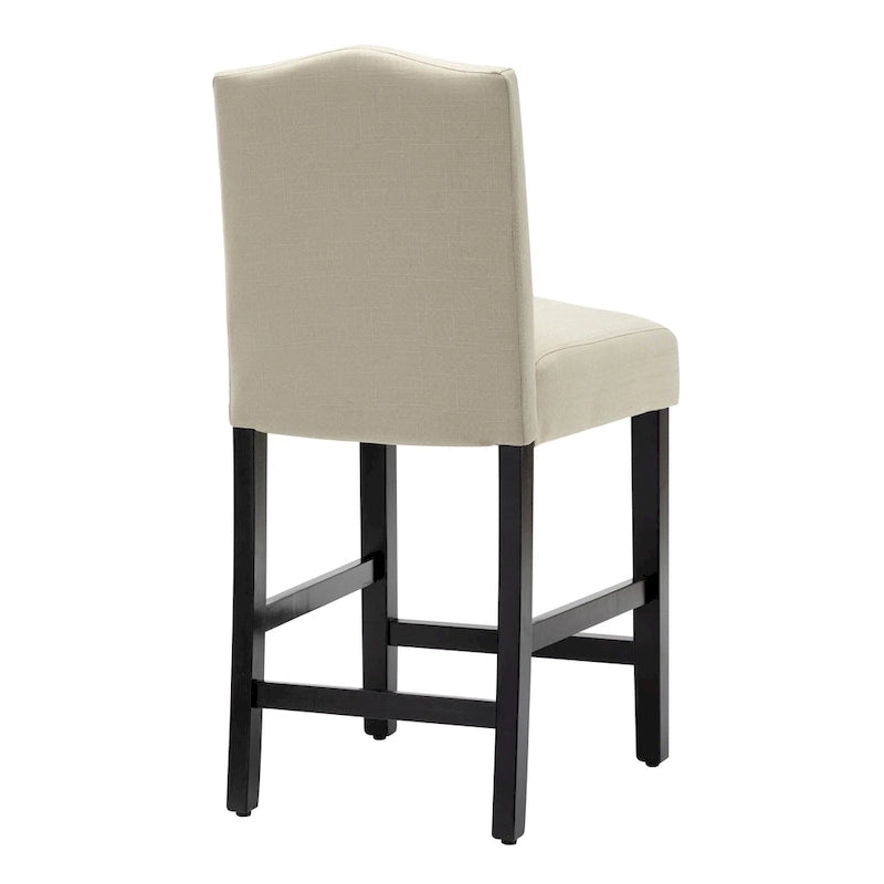 Lot de 2 tabourets de bar à hauteur de comptoir de 24 pouces, recouverts de tissu avec garniture cloutée et dossier