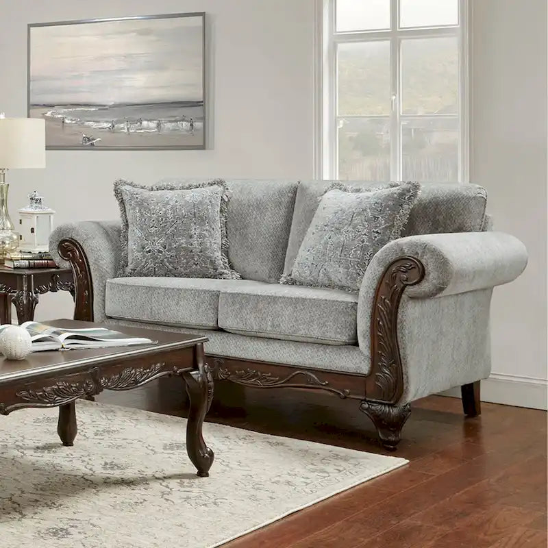 Causeuse de salon en bois d'inspiration milieu de siècle avec coussin d'assise